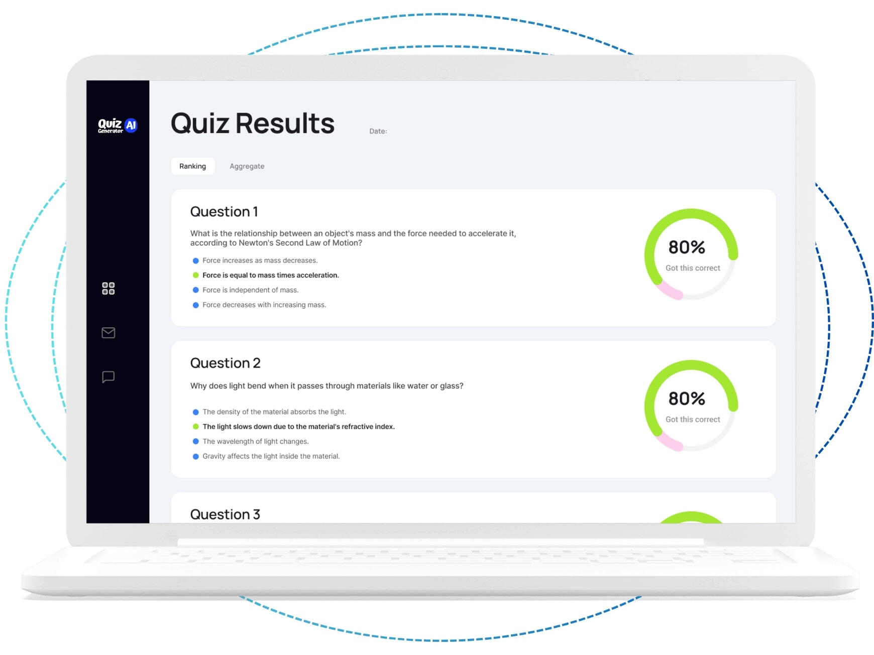 Quiz Generator AI dashboard Quiz Generator AI dashboard